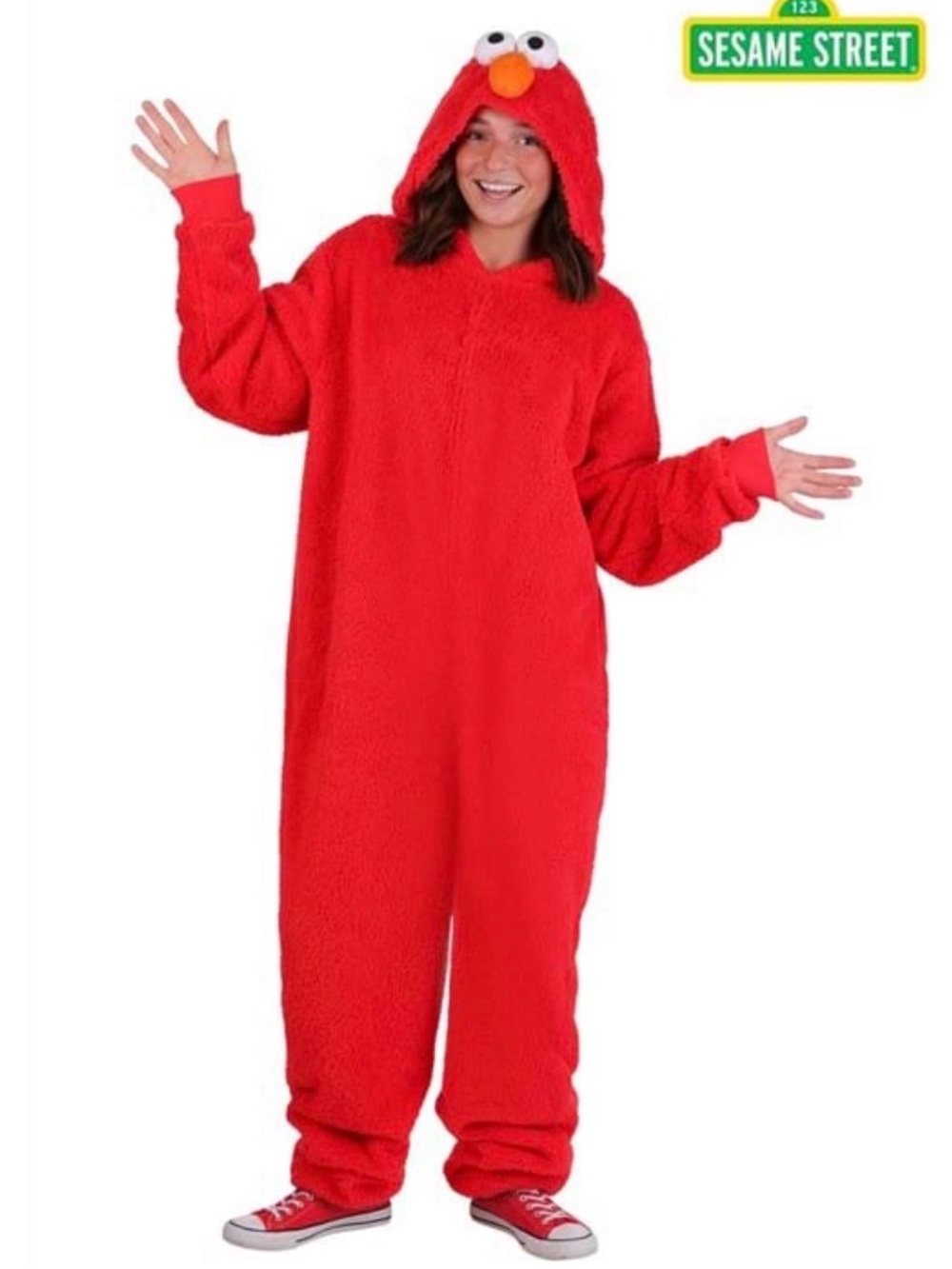 Sesame Street Elmo Onesie Costume (Adult Large)